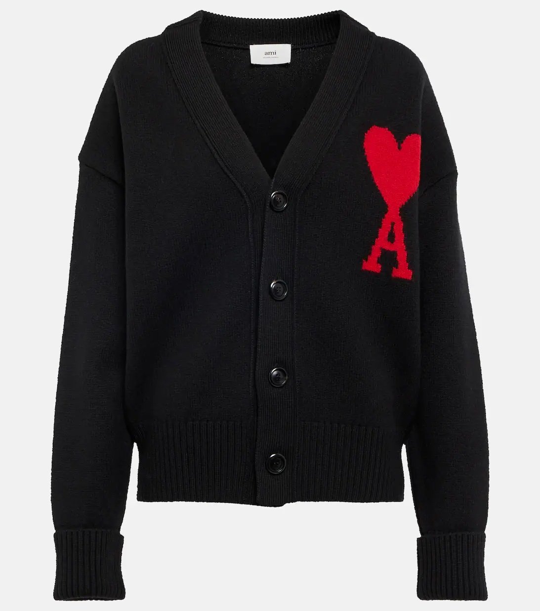 Black heart logo cardigan AMI Paris