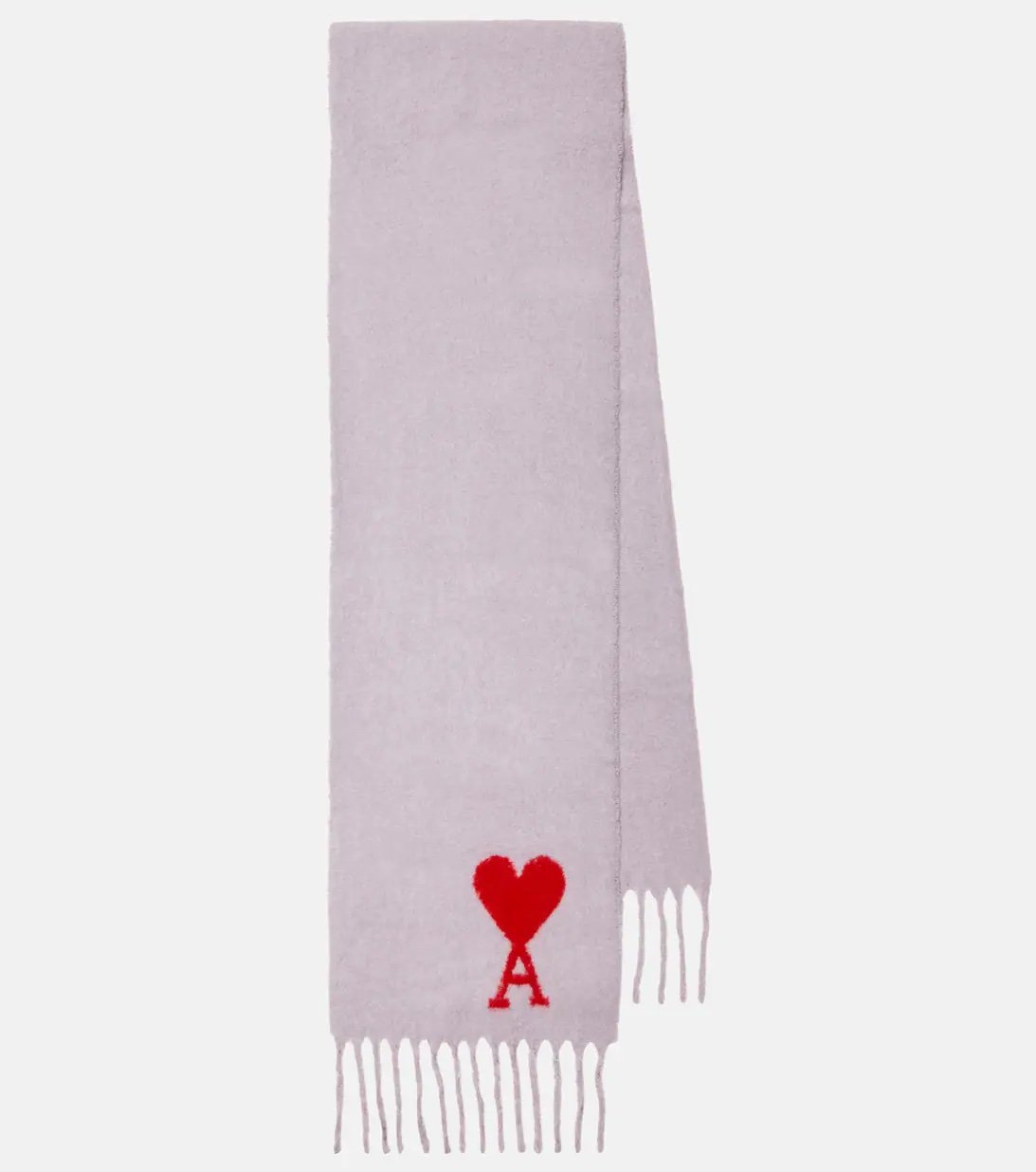 Purple wool scarf with AMI Paris logo