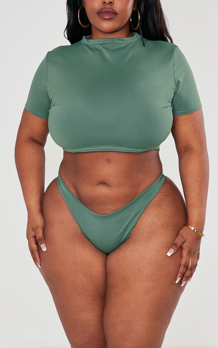 Green high-waisted swimsuit Pretty Little Thing