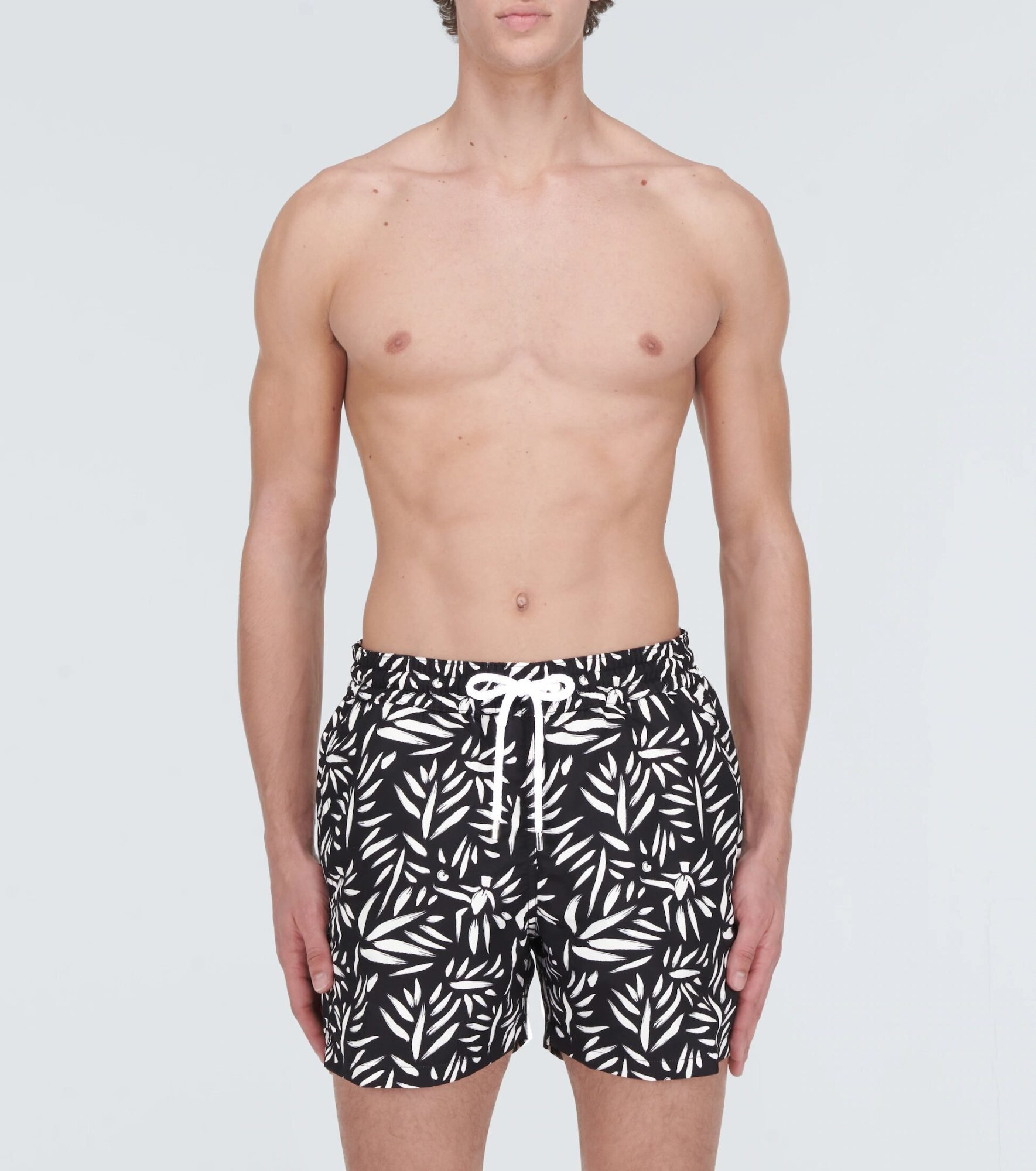 Black and white floral print swim shorts by Frescobol Carioca