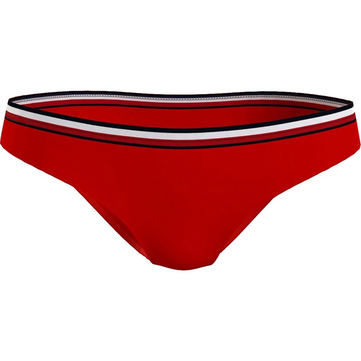 Red dominant swim brief with white and blue Tommy Hilfiger