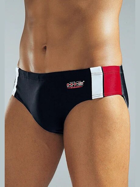 Blue, white, and red modern swim brief H.I.S