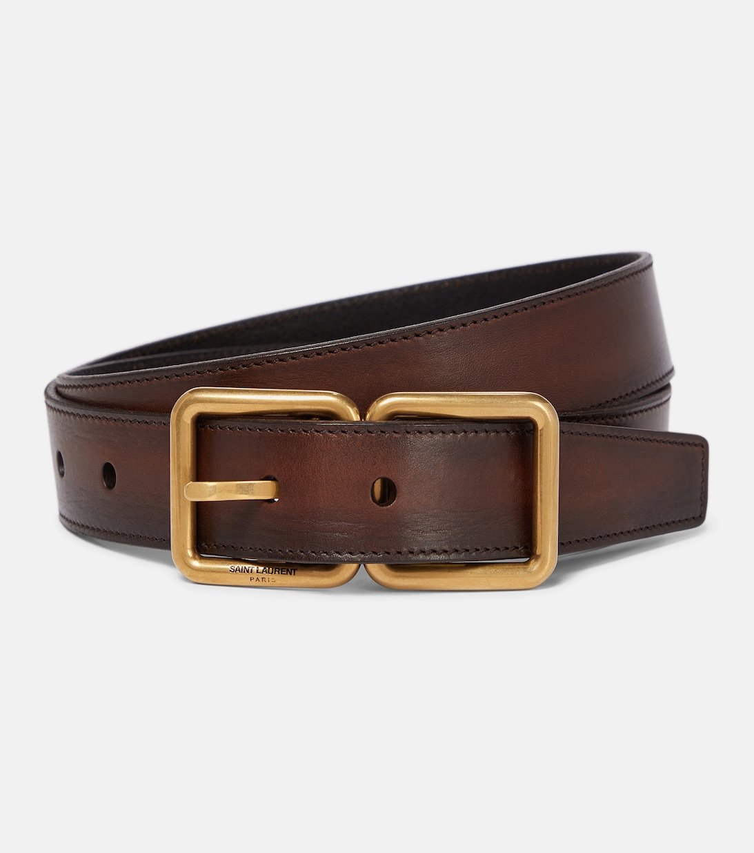 Saint Laurent Productions: From Runways to the Big Screen! 34 Belt with engraved Saint Laurent logo buckle