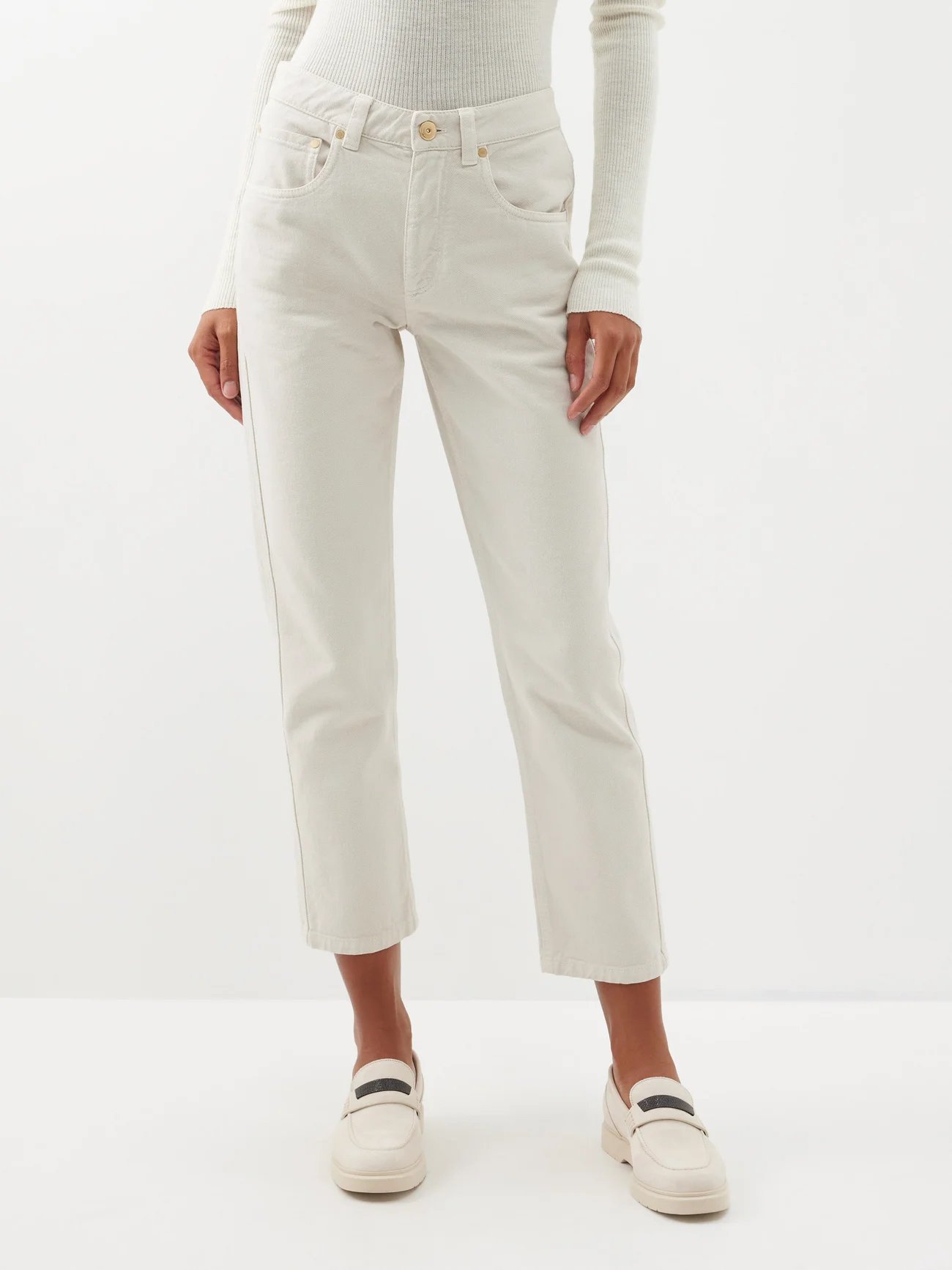 Brunello Cucinelli white cropped jeans