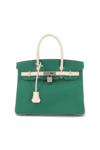 Vintage green and white Hermès Birkin bag