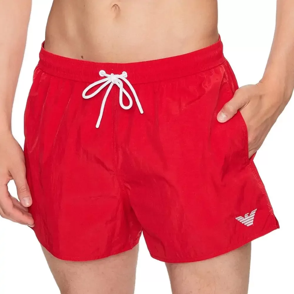 short de bain minimaliste rouge emporio armani