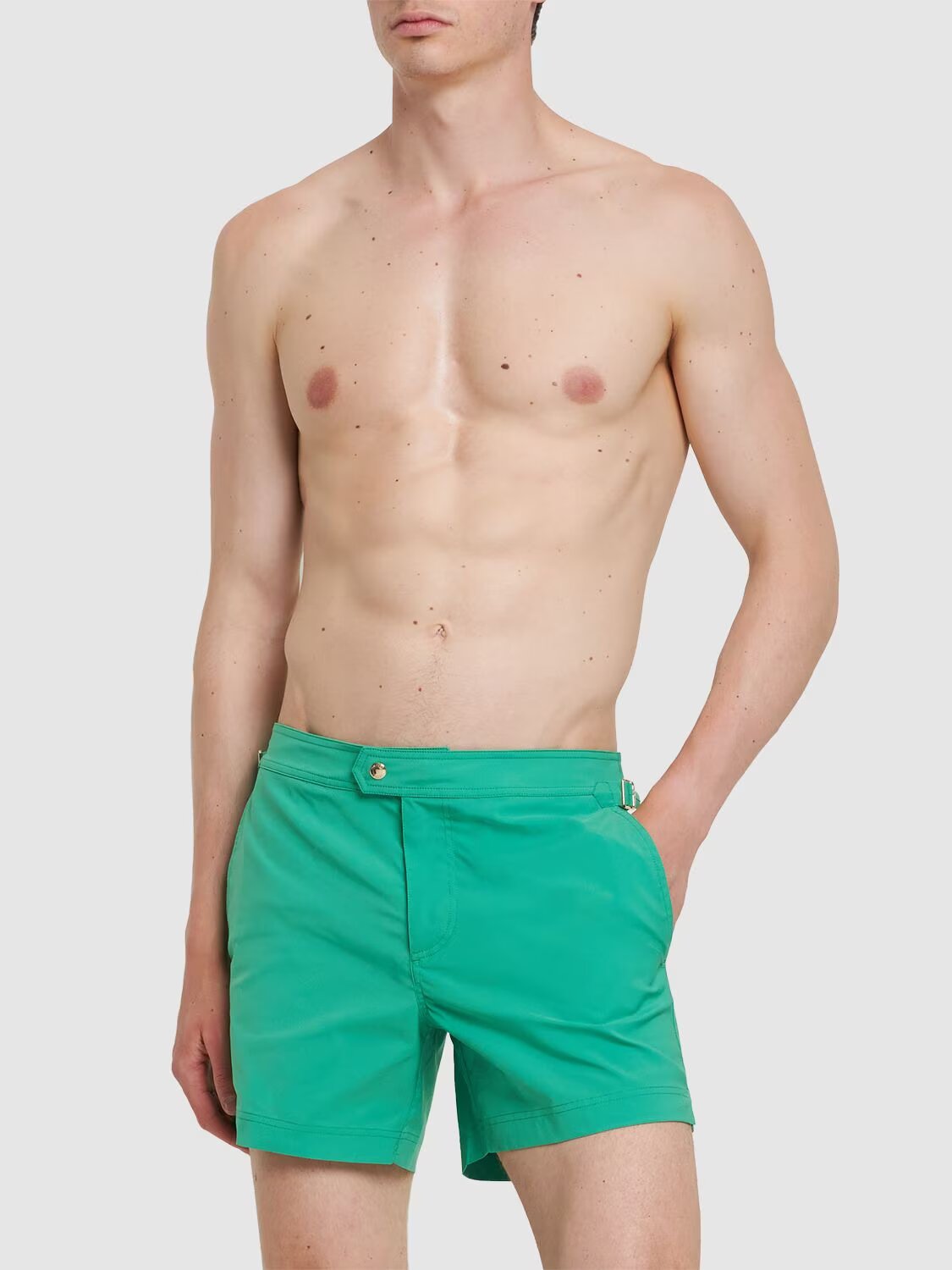 Minimalist green swim shorts Tom Ford