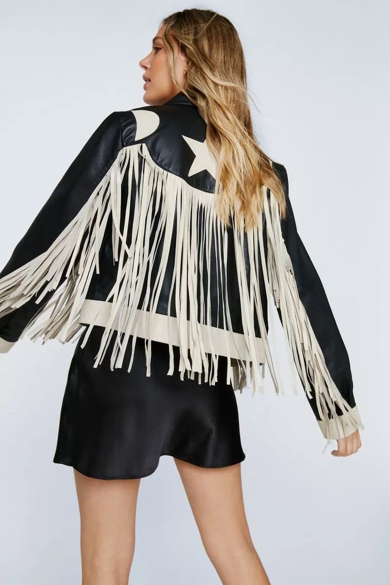 Veste en cuir à franges Nasty Gal