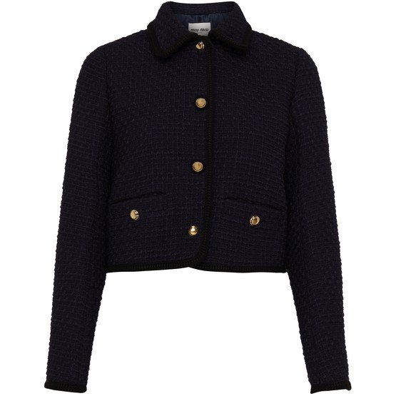 Veste courte noire en tweed Miu Miu