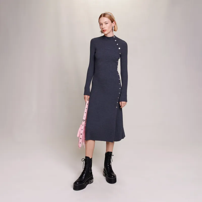 robe longue en maille gris maje 46865281272 Modalova