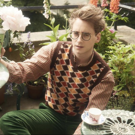 Diamond patterned sleeveless sweater Eclectic Grandpa Core