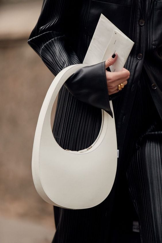 Graphic half-moon bag