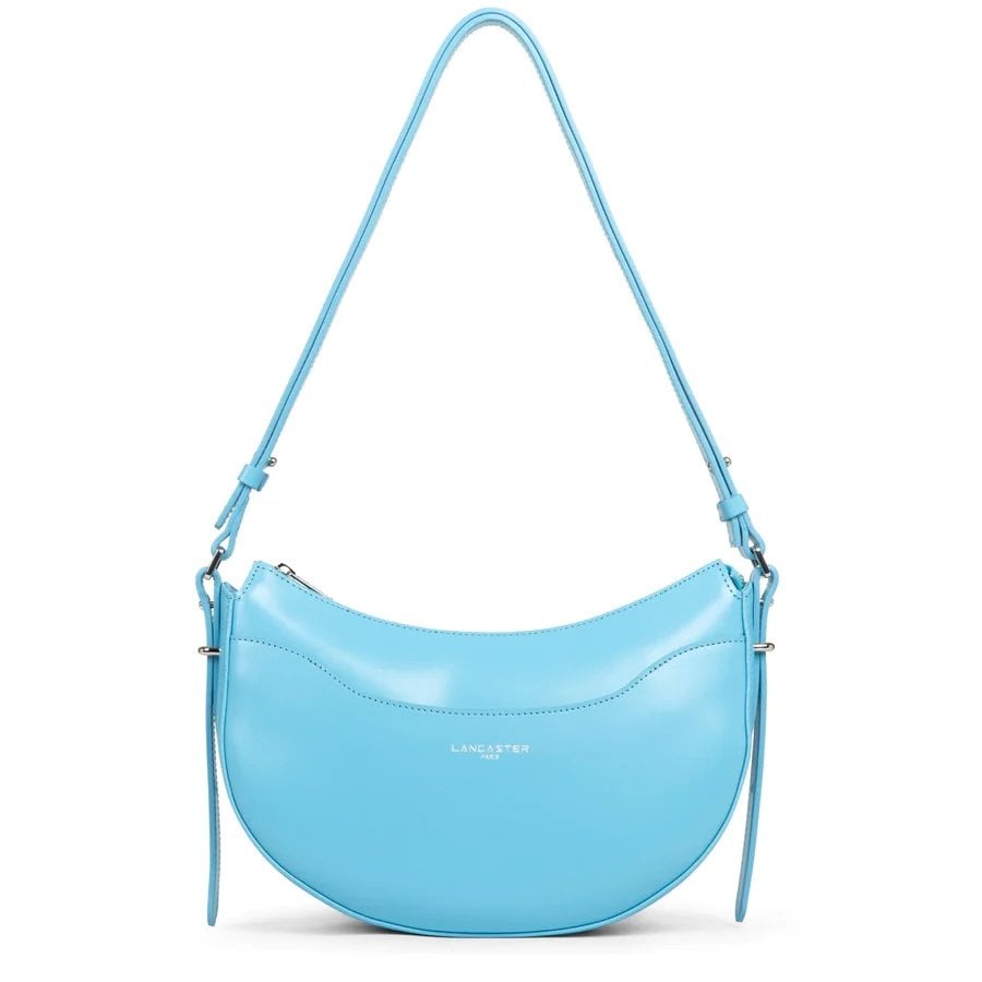 Lancaster blue leather half-moon bag