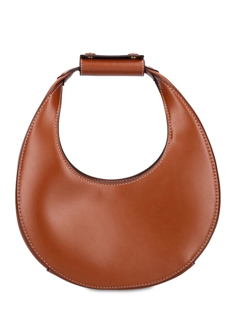 Brown leather half-moon bag Staud