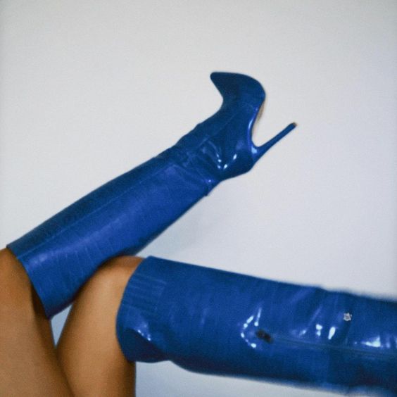 Cobalt blue over-the-knee boots