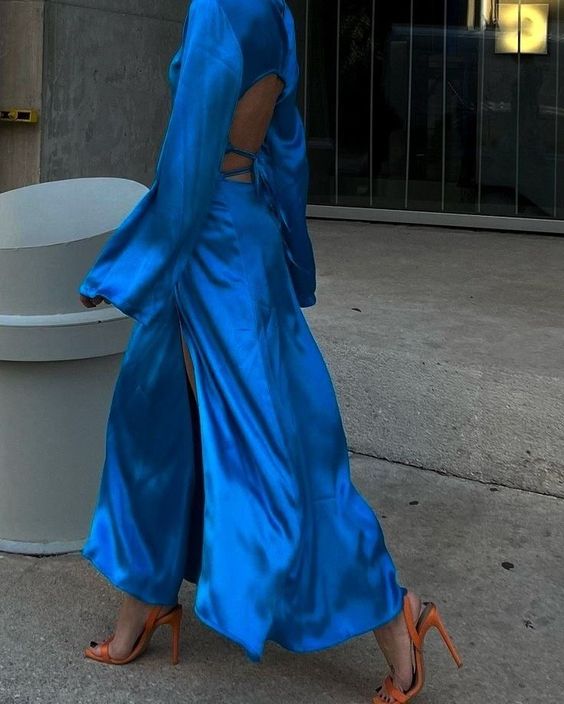 Blue satin jumpsuit