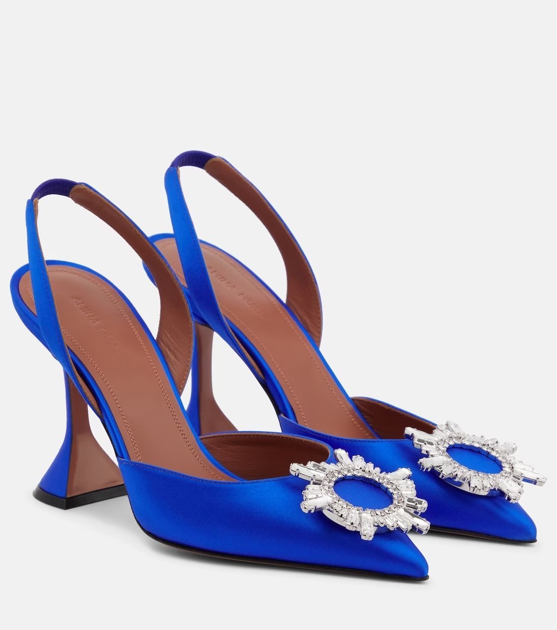 Cobalt blue Amina Muaddi embellished heels