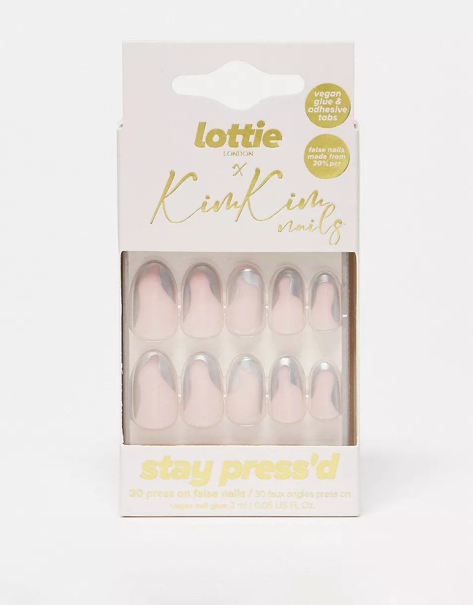 Metallic flame fake nails Lottie London X KimKim