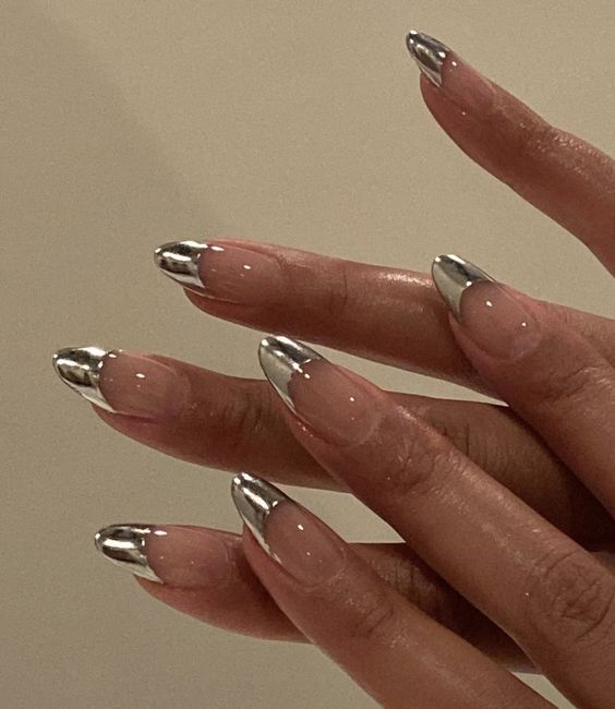 Nails with metallic french