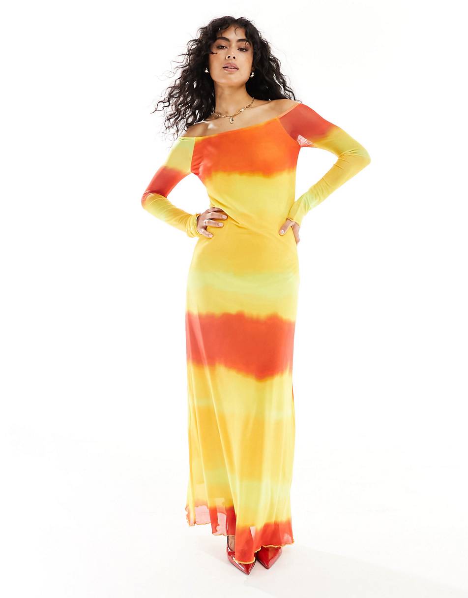 Colorful Bardot neckline dress Vero Moda