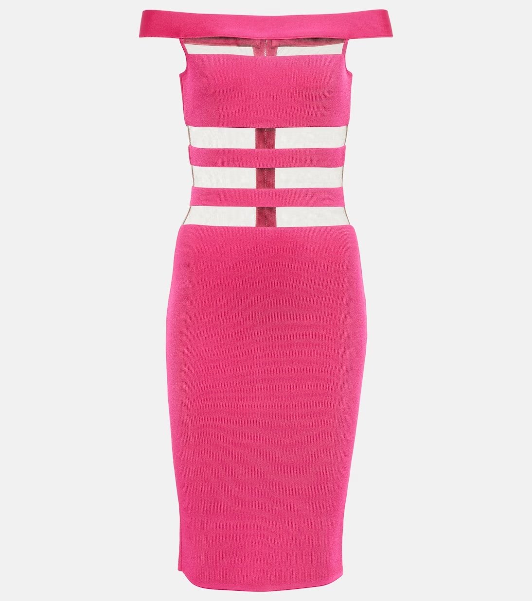 Pink Bardot neckline dress Balmain