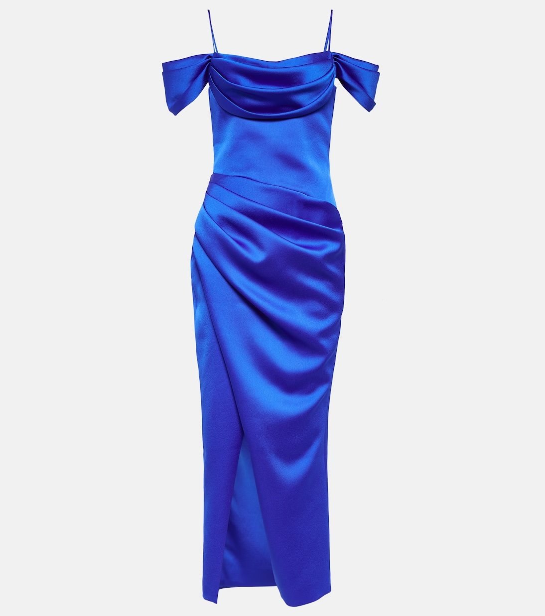 Rosario cobalt blue satin midi dress