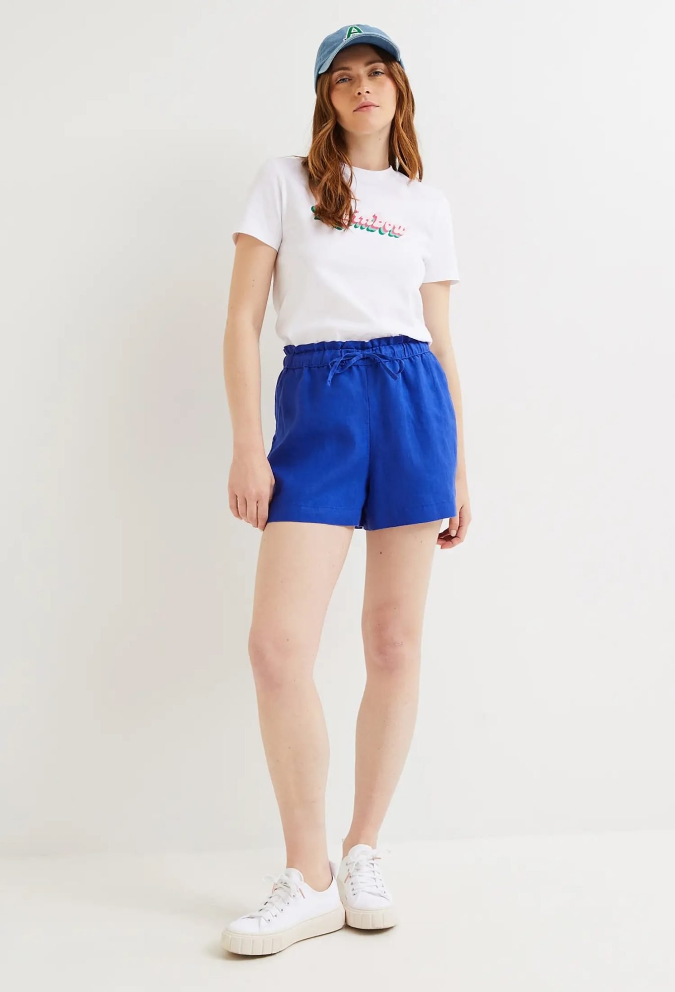 Monoprix cobalt blue linen shorts