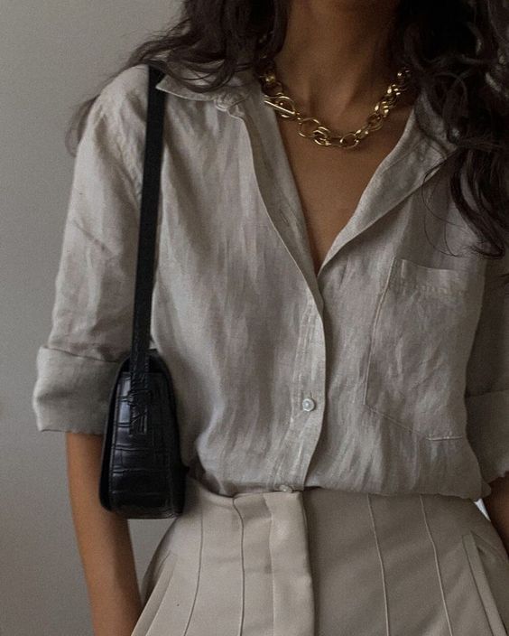 beige short sleeve linen shirt