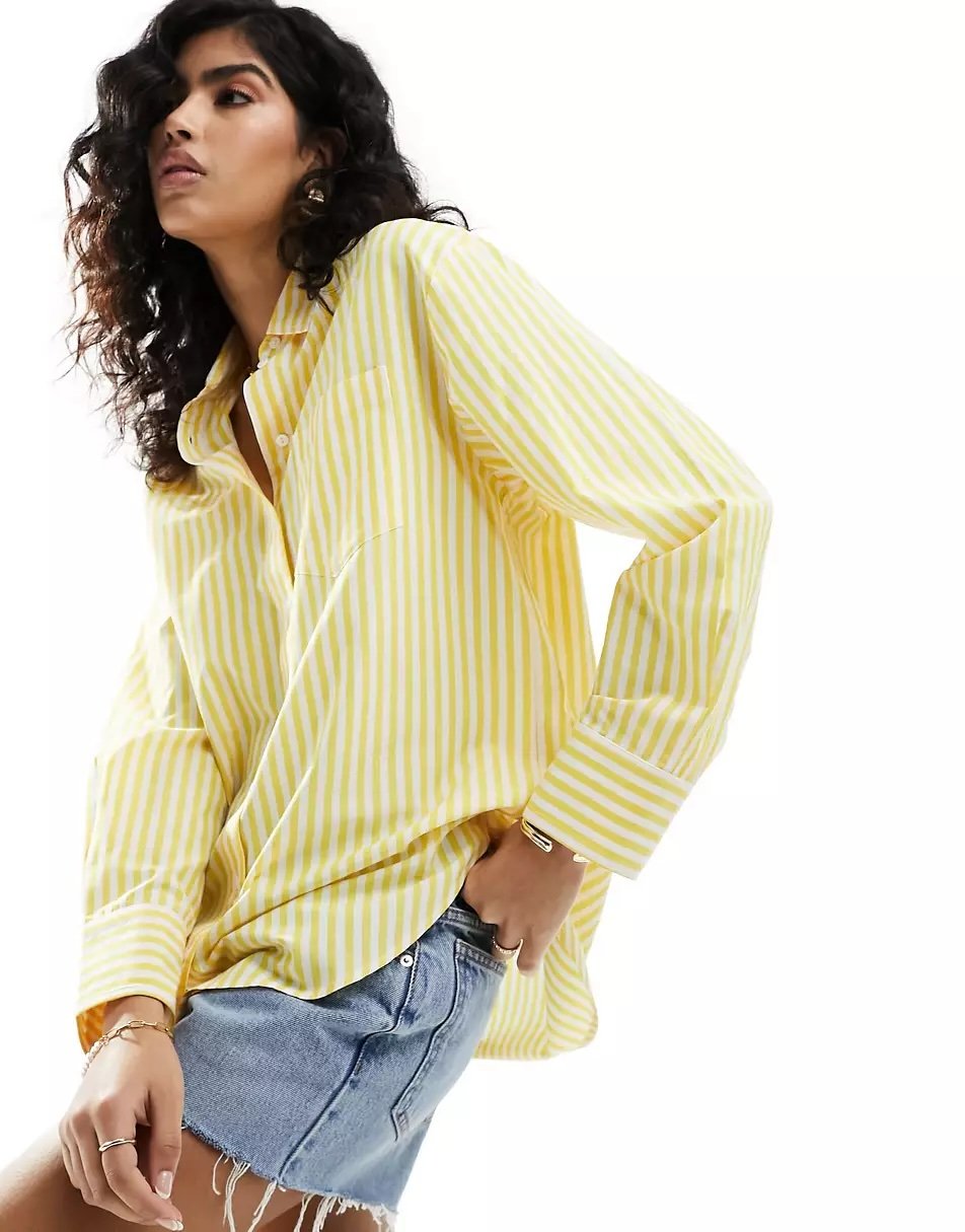 Yellow striped shirt Stradivarius