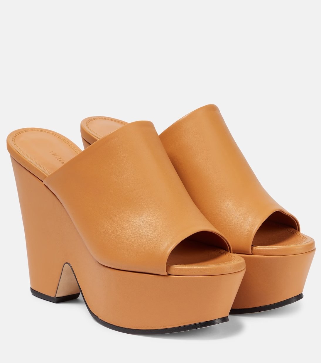 Camel leather wedge mules Victoria Beckham