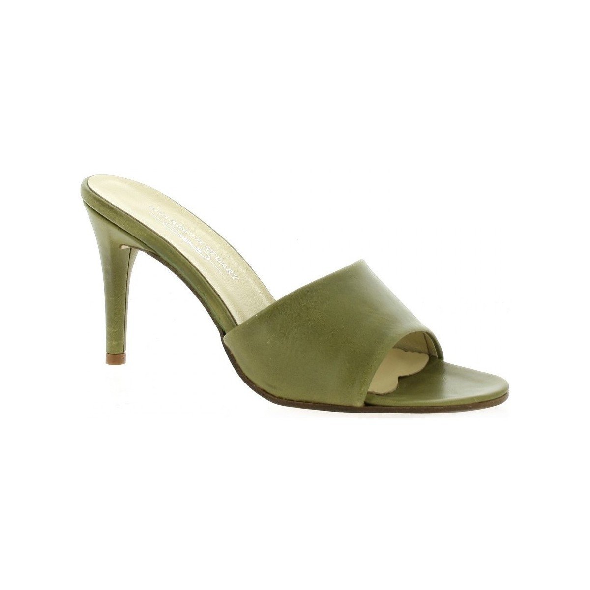 Khaki mules with fine heels Elizabeth Stuart