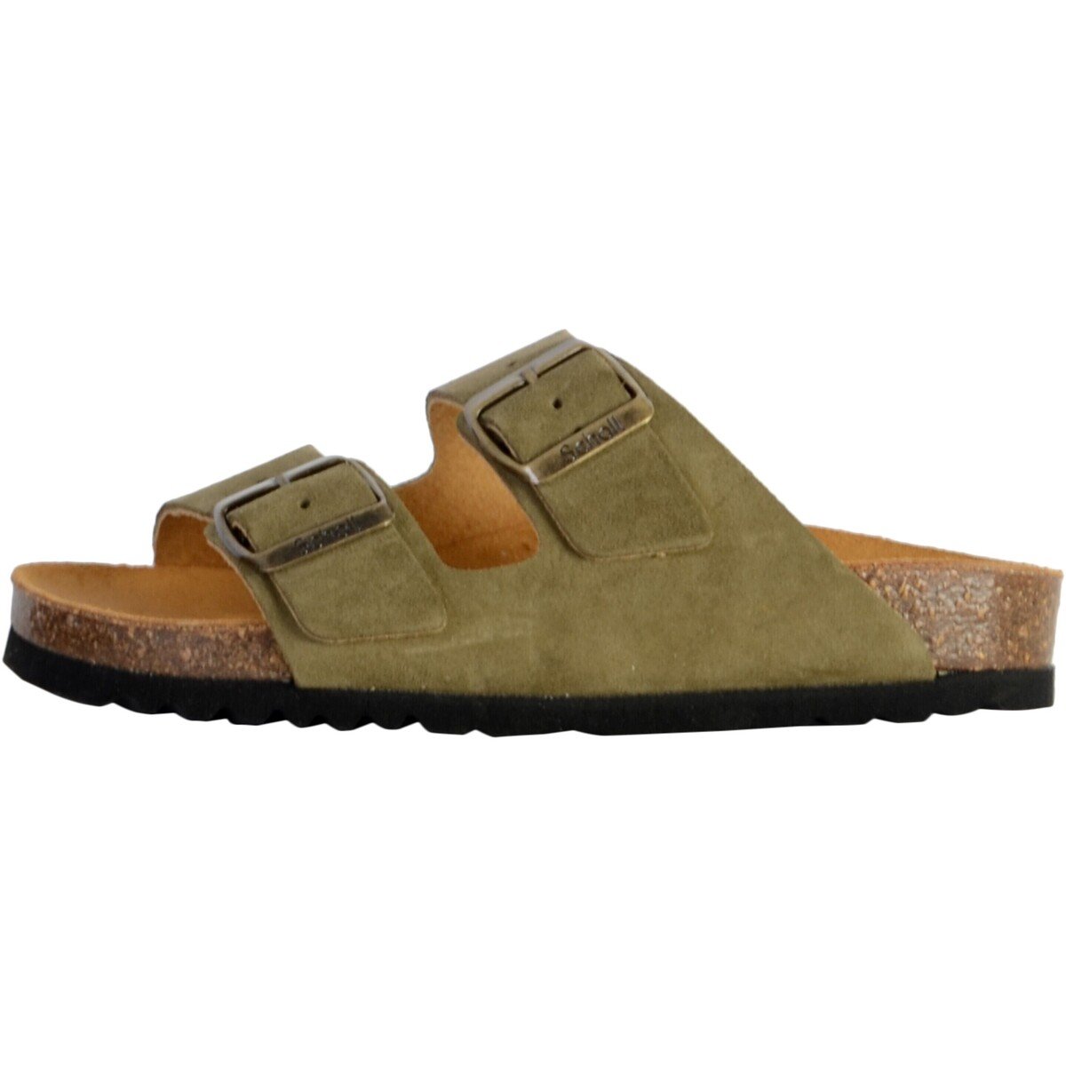 Khaki buckled flat mules Scholl