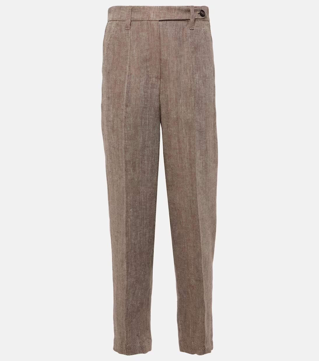 beige tapered linen pants Brunello Cucinelli