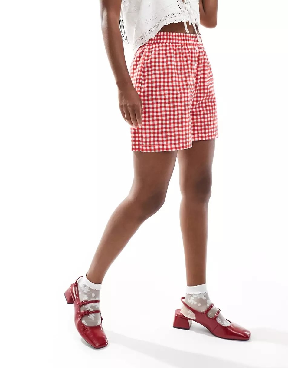 Red gingham shorts Asos Design