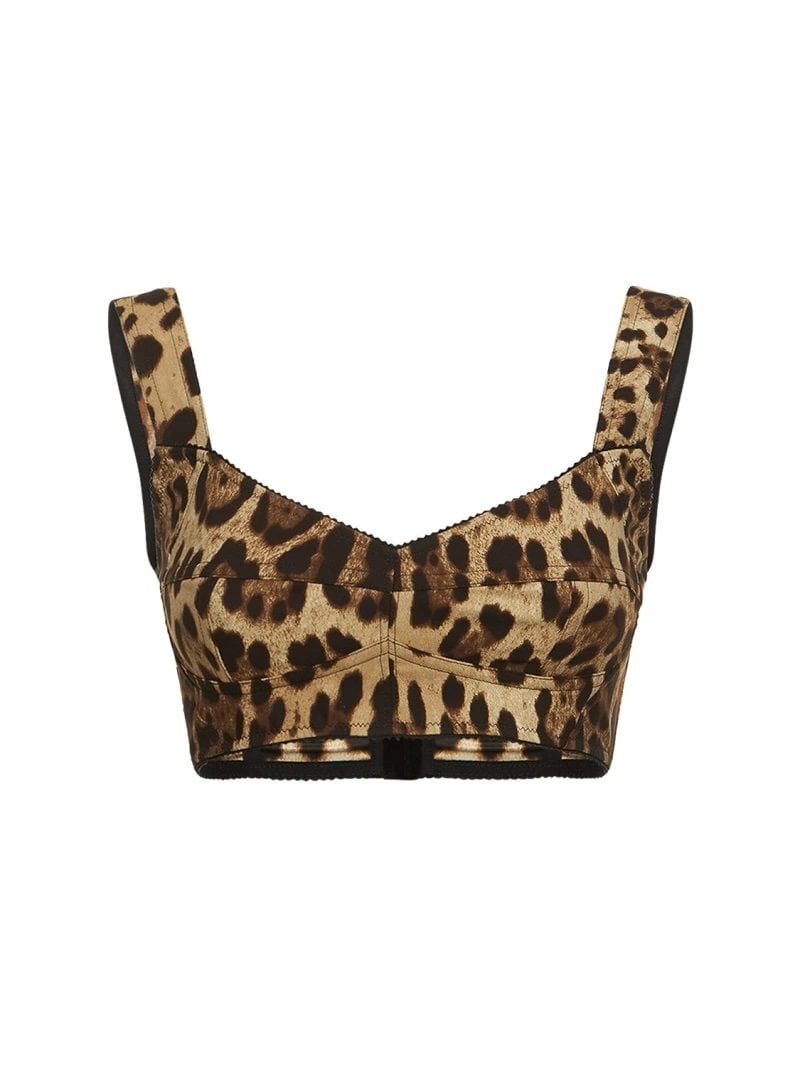 Leopard print charmeuse crop top Dolce & Gabbana