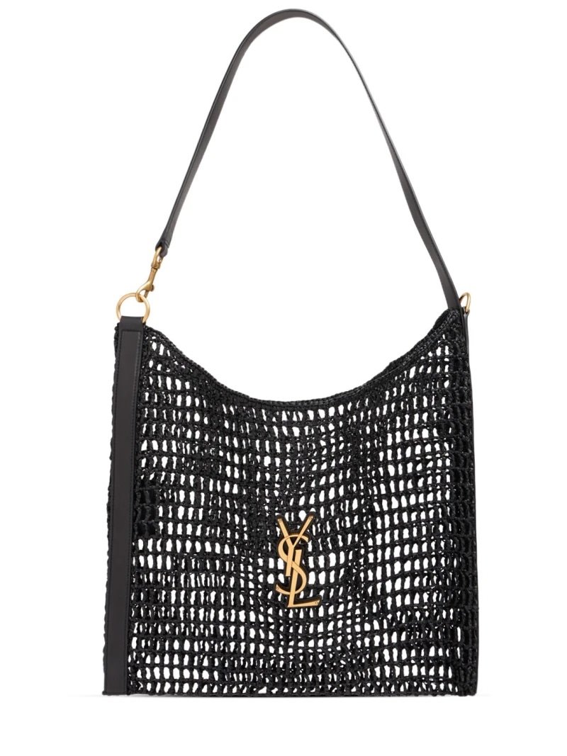 Black Yves Saint Laurent Raffia Crochet Bag