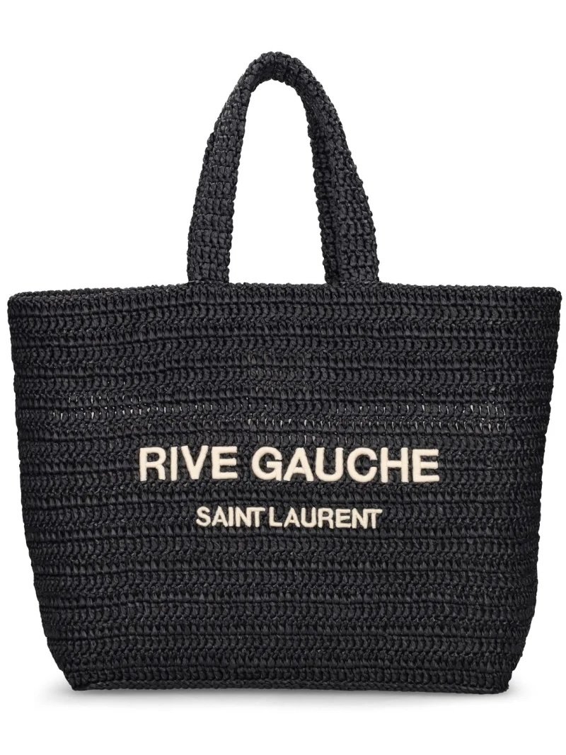 Black Raffia Tote Bag Rive Gauche Saint Laurent