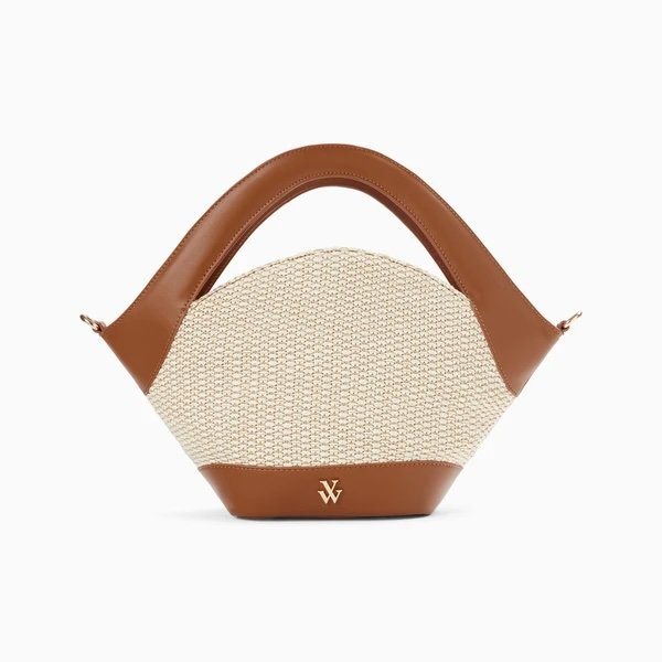 Vanessa Wu Raffia Half-Moon Bag