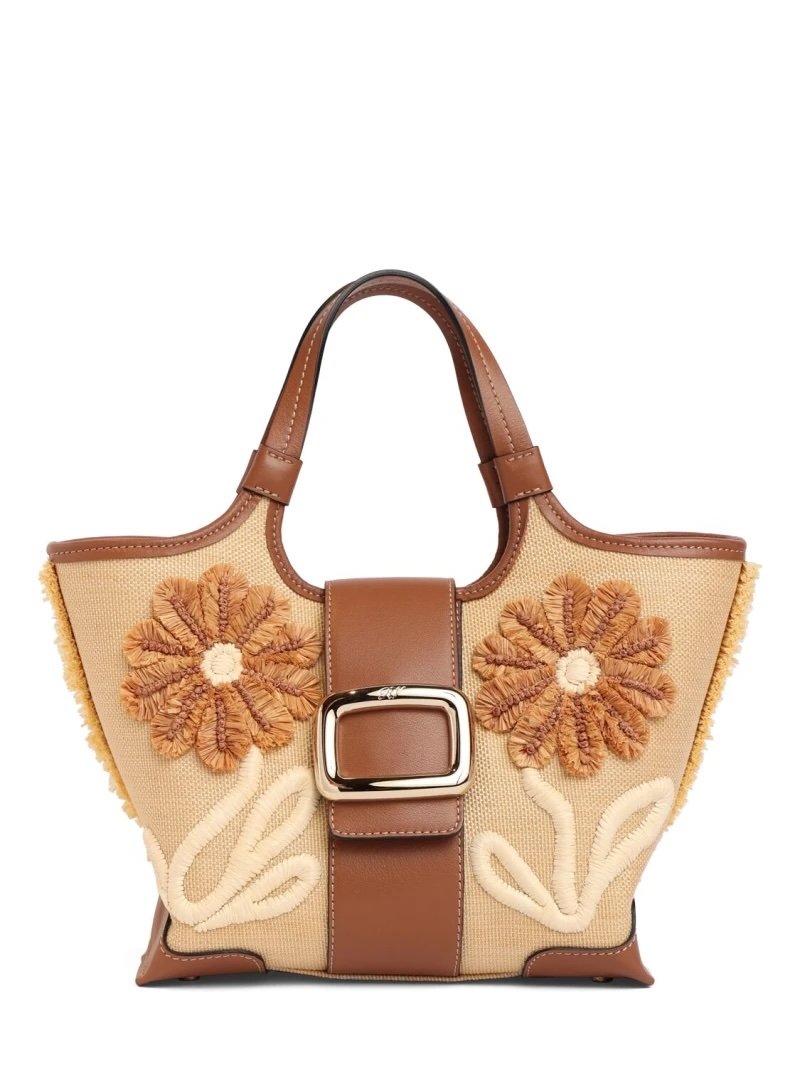 Roger Vivier Embroidered Raffia Bag