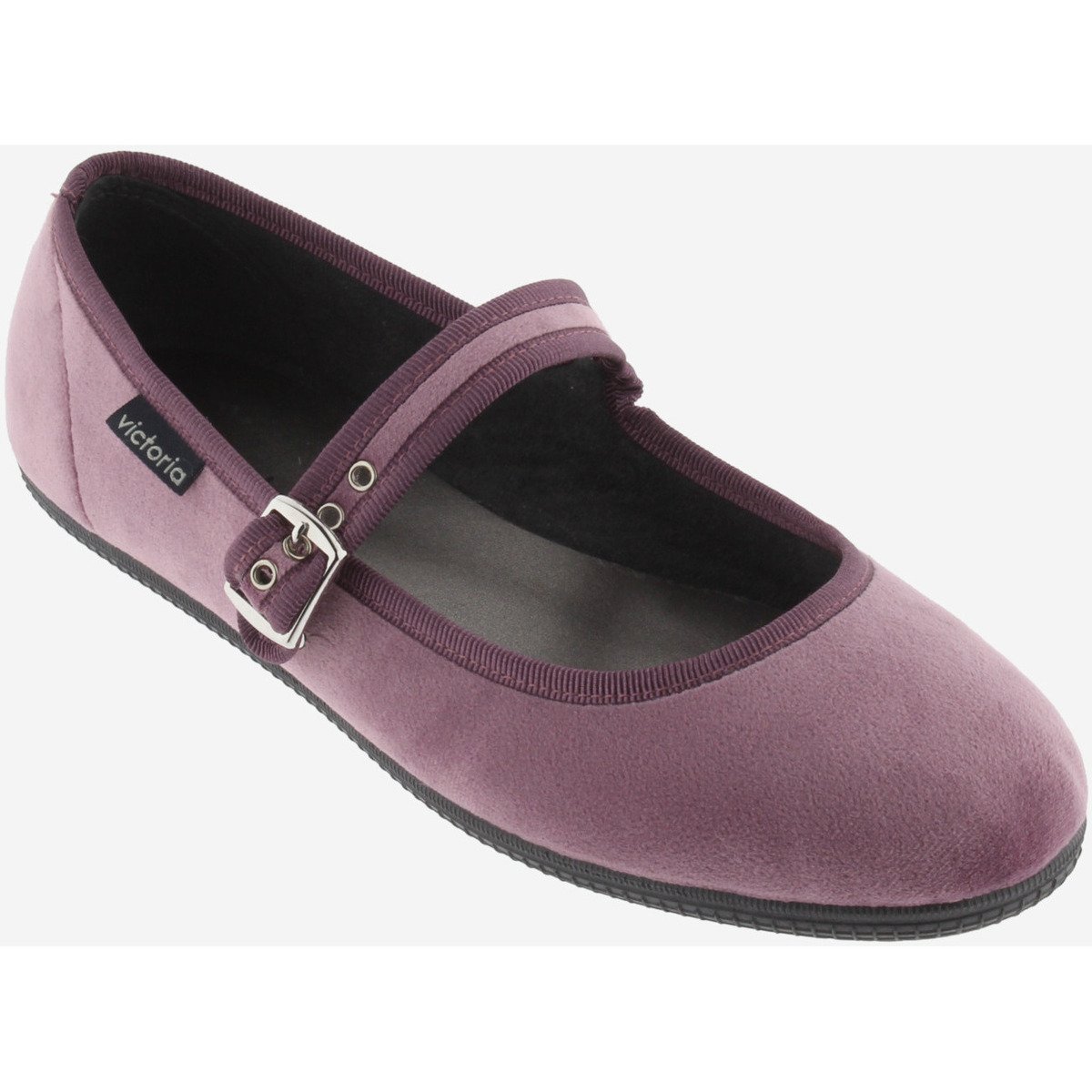 Victoria violet velvet strap ballerinas