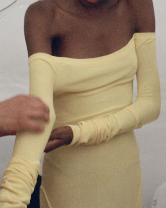 Buttermilk yellow Bardot neck dress