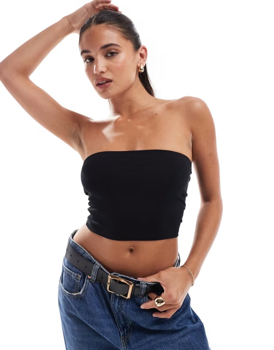 Black bandeau crop top by Asos Design