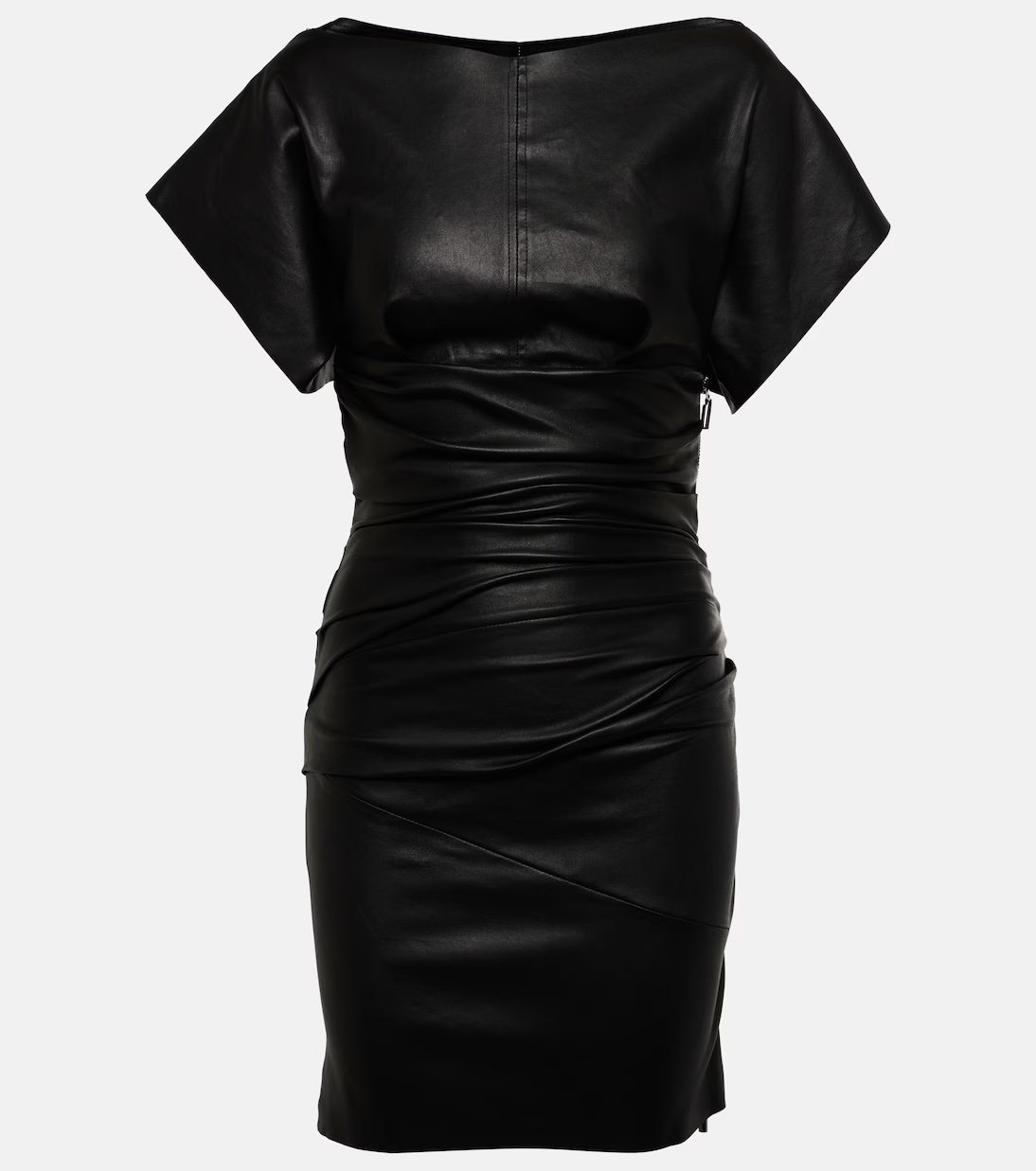 Black leather long sleeve dress Maticevski