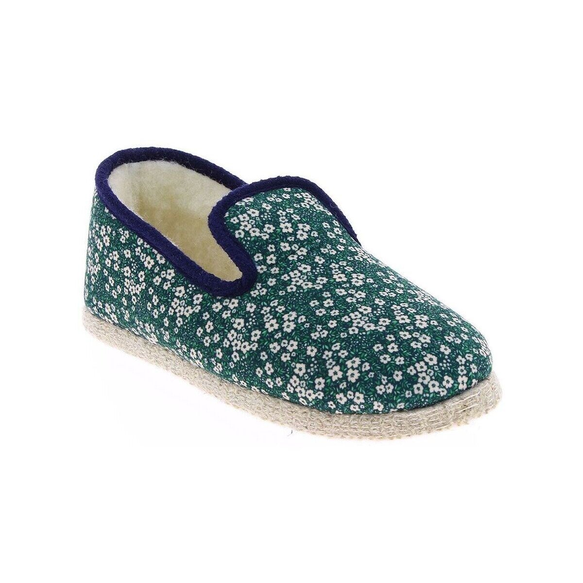 Green Liberty fabric slippers by Chausse Mouton