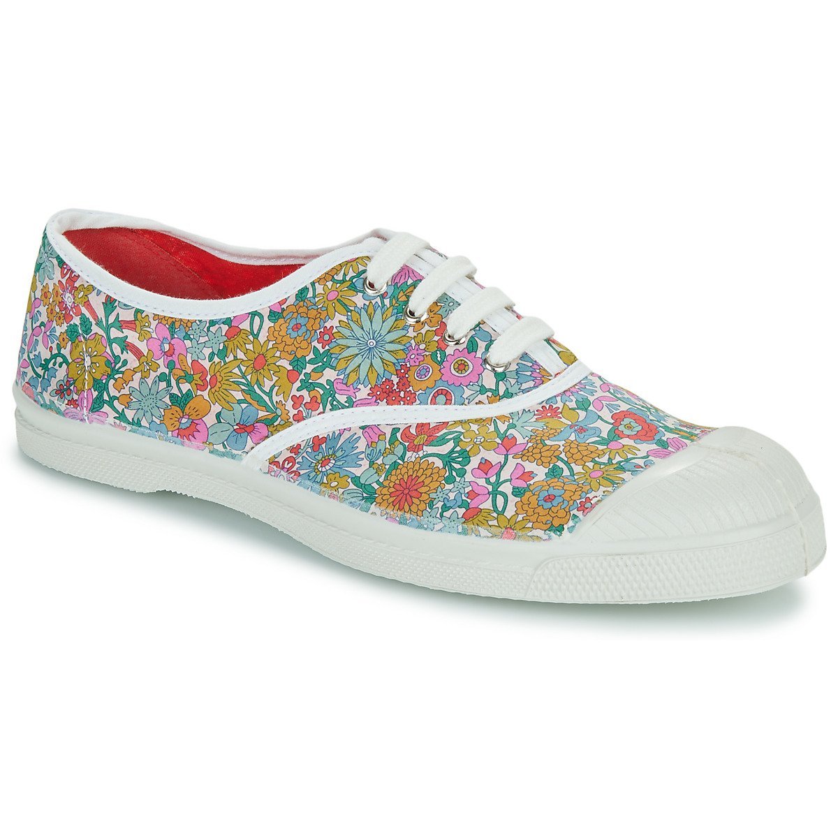 White Bensimon shoes with Liberty fabric