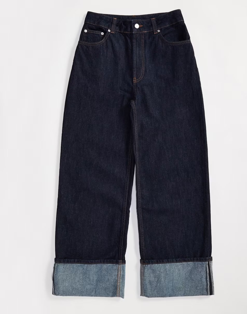 Wide raw cuffed jeans Asos Design