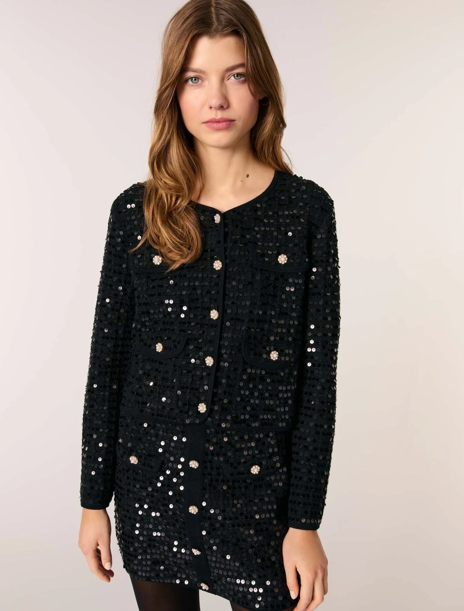 Black sequin cardigan Maje