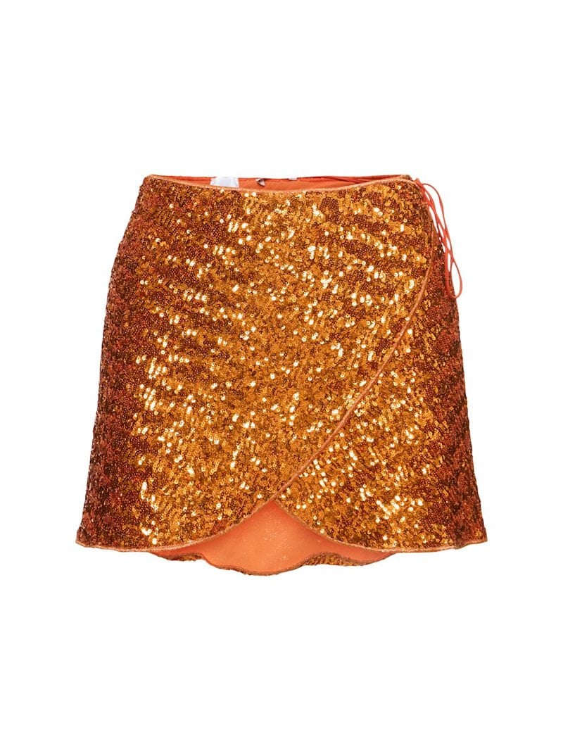 Orange short sequin skirt Oséree Swimwear