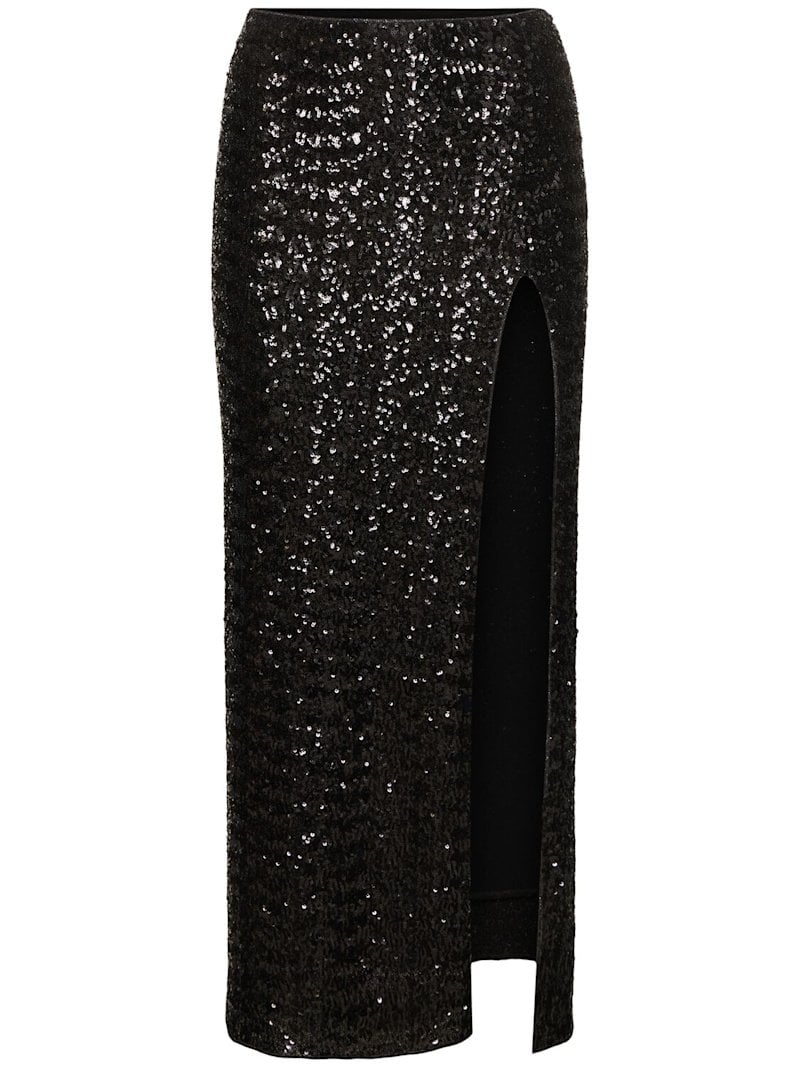 Black long slit sequin skirt Oséree Swimwear