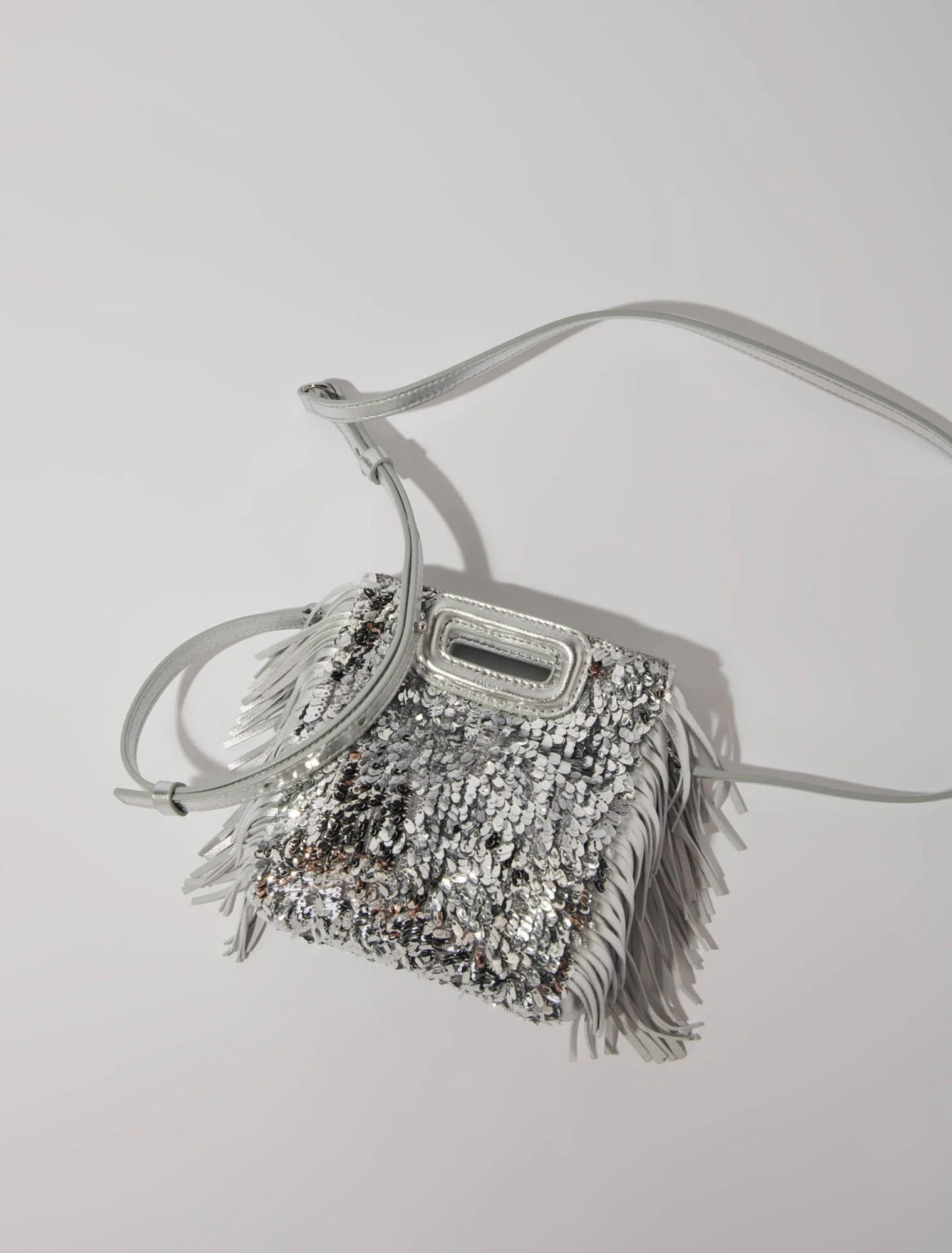 Silver sequin mini bag Maje